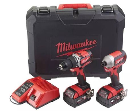 Набор аккумуляторного инструмента Milwaukee M18 CBLPP2A-402C (M18 CBLID/M18 CBLPD/2акум.18В 4Аг/зарядний/кейс) (4933464536) фото