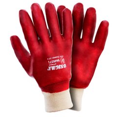 Перчатки трикотажные с ПВХ покрытием (красные манжет) 120 пар Sigma (9444371) (9444371) фото