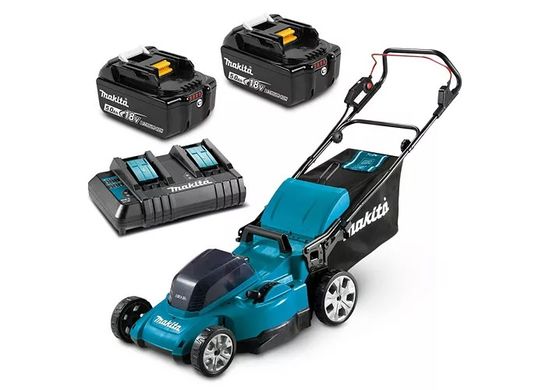 Аккумуляторная газонокосилка бесщеточная Makita DLM480CT2 (2акум.18В 5Аг/зарядний) (DLM480CT2) фото