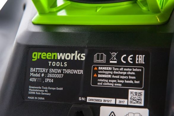 Акумуляторний снігоприбирач Greenworks GD40ST без АКБ и ЗУ (GD40ST) фото