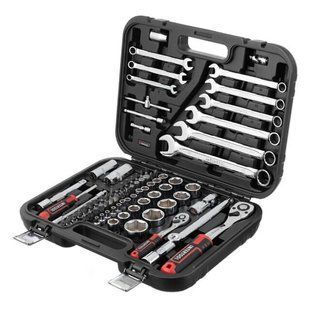 Набор инструментов STORM, 1/2" + 1/4", Cr-V, 82 ед., головки: 4-32 мм, биты 32 ед., ключи: 8-22 мм, кейс INTERTOOL ET-8082 (ET-8082) фото