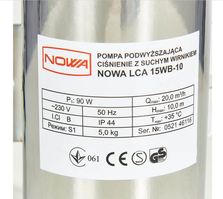 Насос для підвищення тиску з сухим ротором NOWA LCA 15WB-10 (150701) (k150701) фото