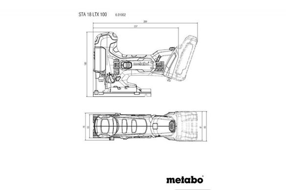 Лобзик акумуляторний Metabo STA 18 LTX 100 Каркас (без АКБ і ЗУ) (601002890) фото