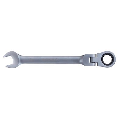 Ключ рожково-накидной трещоточный с шарниром 15мм CrV satine (6022651) фото