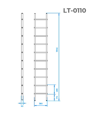 Лестница алюминиевая приставная 10 ступеней 2,84 м INTERTOOL LT-0110 (LT-0110) фото