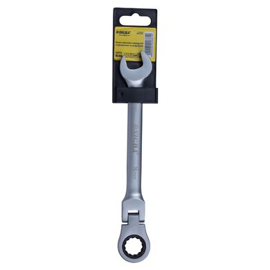 Ключ рожково-накидной трещоточный с шарниром 16мм CrV satine (6022661) фото