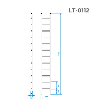 Лестница алюминиевая приставная 12 ступеней 3,40 м INTERTOOL LT-0112 (LT-0112) фото