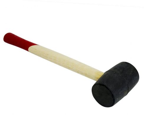 Киянка резиновая 350г. 50 мм, черная резина, деревянная ручка INTERTOOL HT-0236 (HT-0236) фото