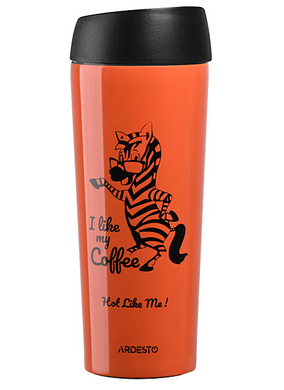 Термочашка Ardesto Coffee time Zebra 450 мл Оранжевая (AR2645DTO) (AR2645DTO) фото