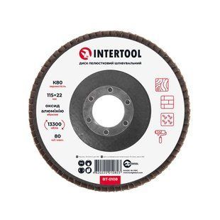 Диск шлифовальный лепестковый, 115&times;22 мм, зерно K80, 13300 об/мин INTERTOOL BT-0108 (BT-0108) фото