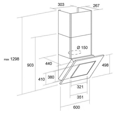 Витяжка кухонна Pyramida BT 60 S BL (BT60SBL) фото